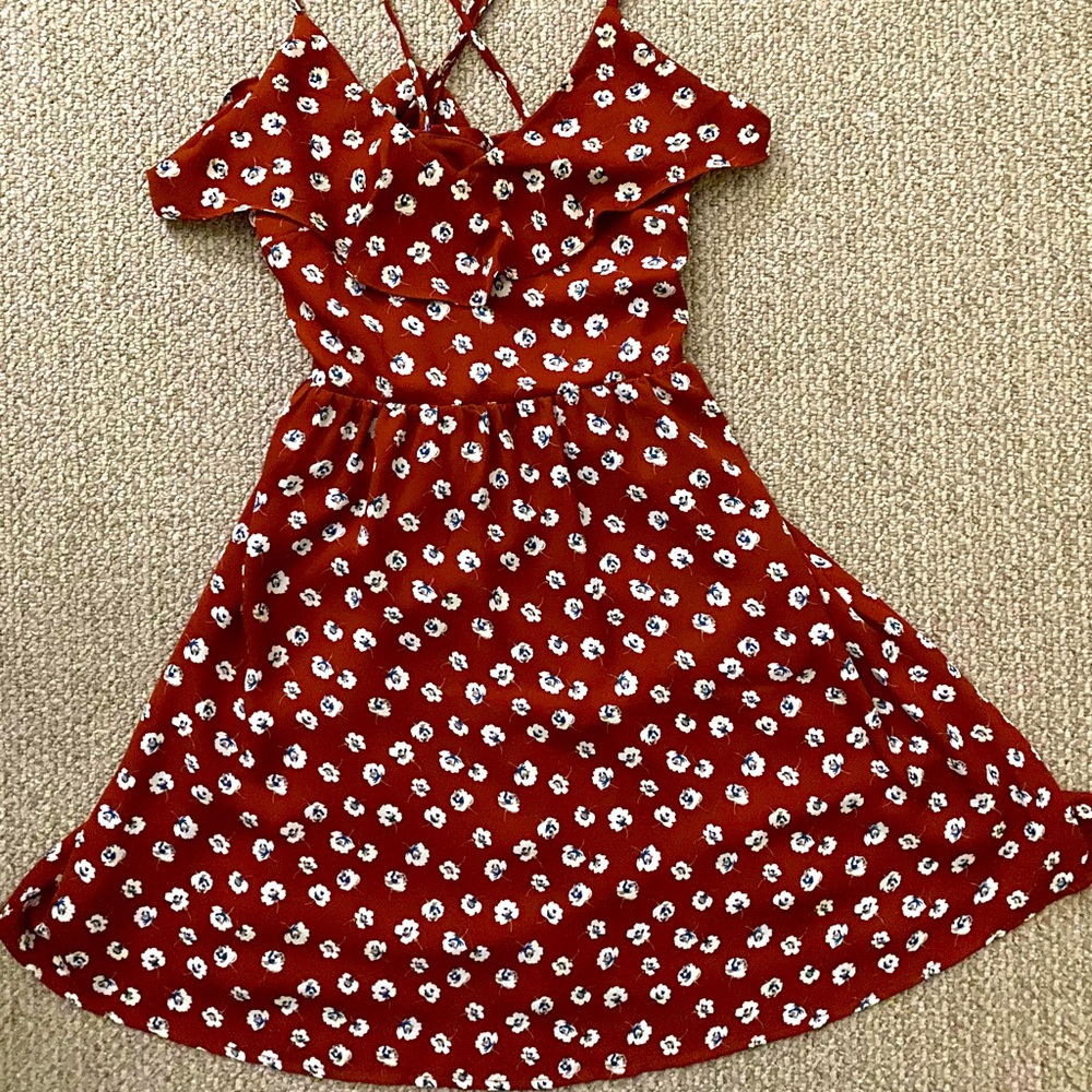 Floral Swing Dress with Criss Cross Straps